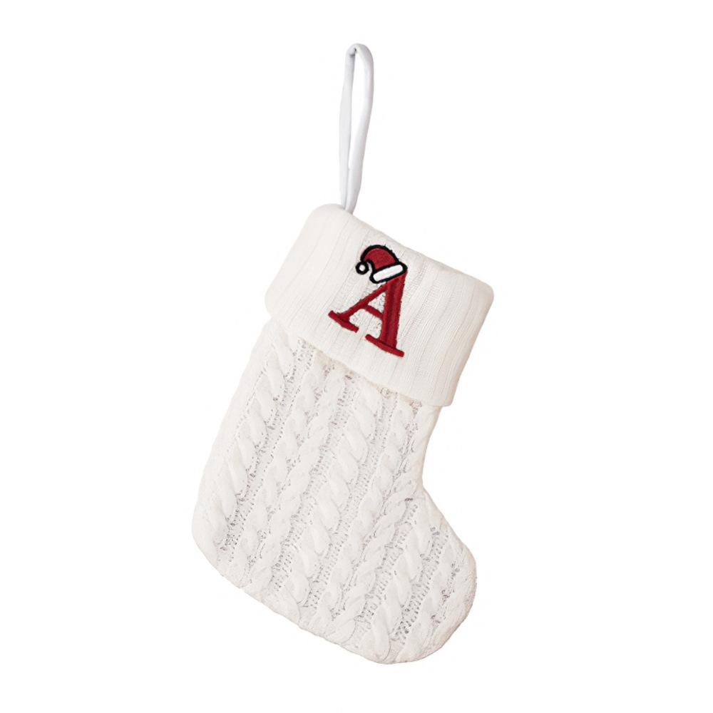 Christmas Stockings Letter Santa Sock Gift Kids Candy Bag Pocket Christmas Tree Hanging Ornament New Year Decoration