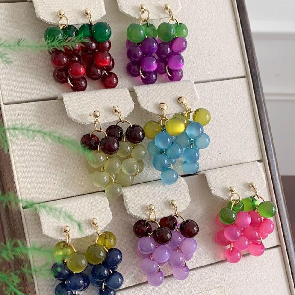 Korean Style Grape Earrings Bohemia Earrings Beads Earrings Creative Fruit Dangle Earring  Vacation