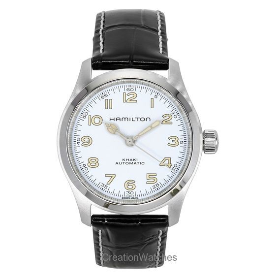 Hamilton Khaki Field Murph кожаный ремешок белый циферблат автоматические H70405710 100M мужские часы белый