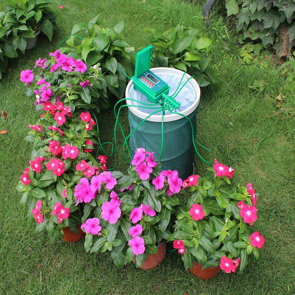 Zmart Automatisches Mikro-Tropfbewässerungsset mit Sprinkler und Smart-Controller für Innenbereich und Rasen Beinhaltet einen Schlauch, eine automatische Sprühdüse und