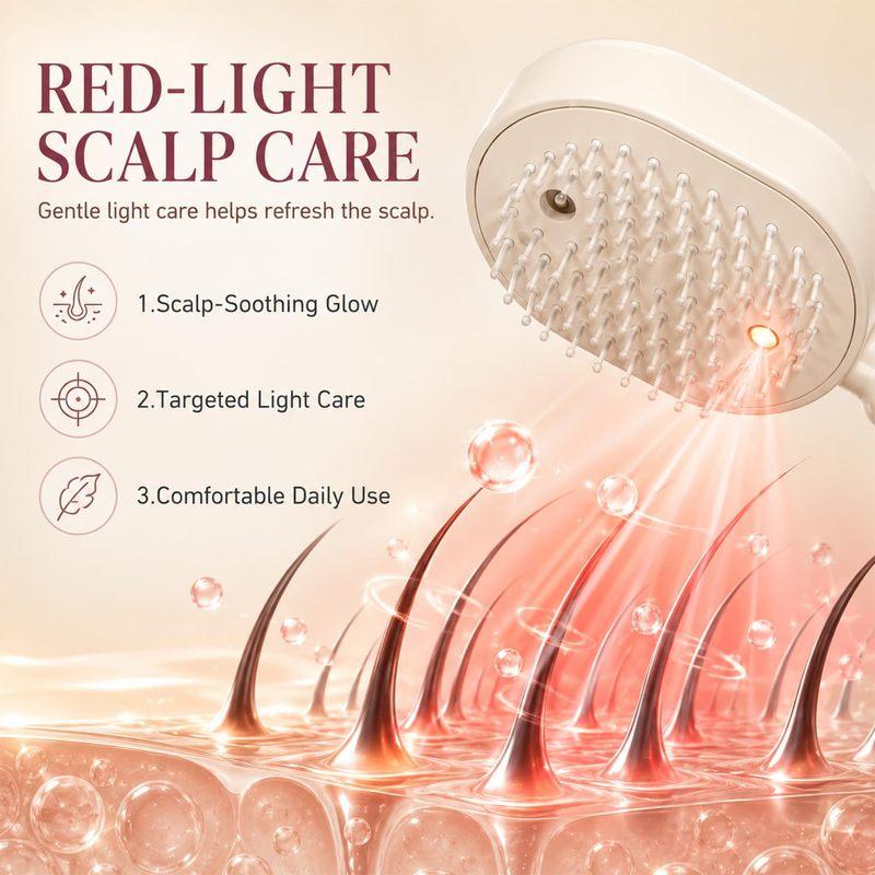 2026 Electric Steaming Hair Straightener Brush Electric Spray Air Cushion Massage Hair Brush Rechargeable Detangling Steam Brush