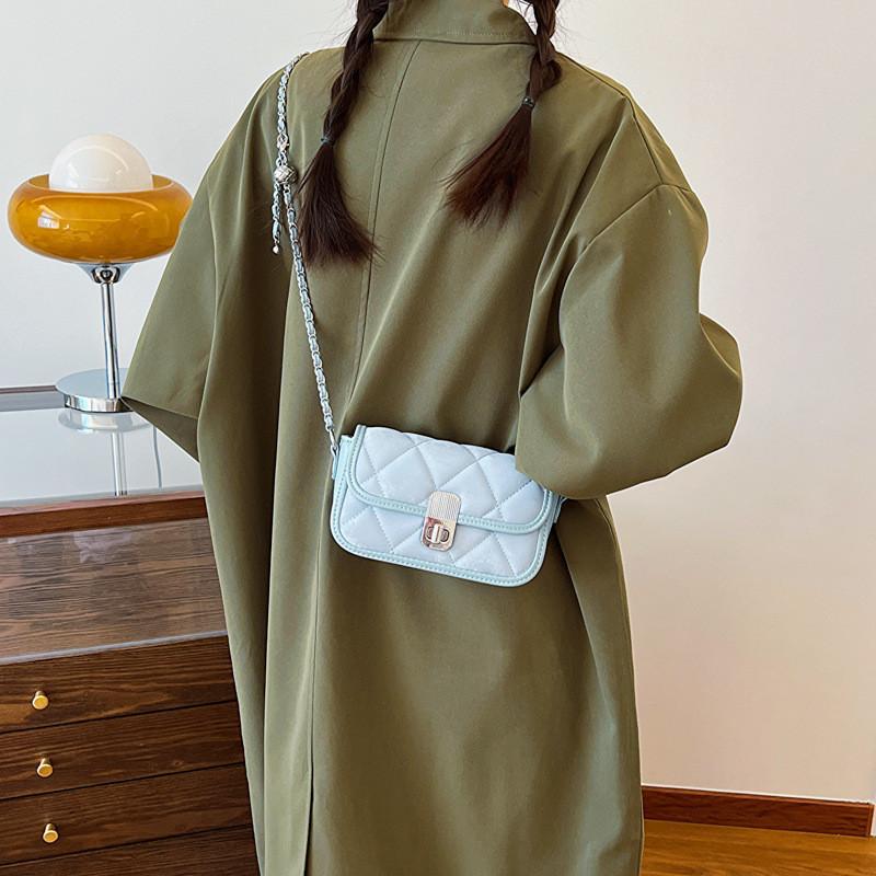 Трендовая 2023 Новая Осенне-Зимняя Мода Ромбовидная Цепочка Сумка Мессенджер На Плечо Цепочка синий