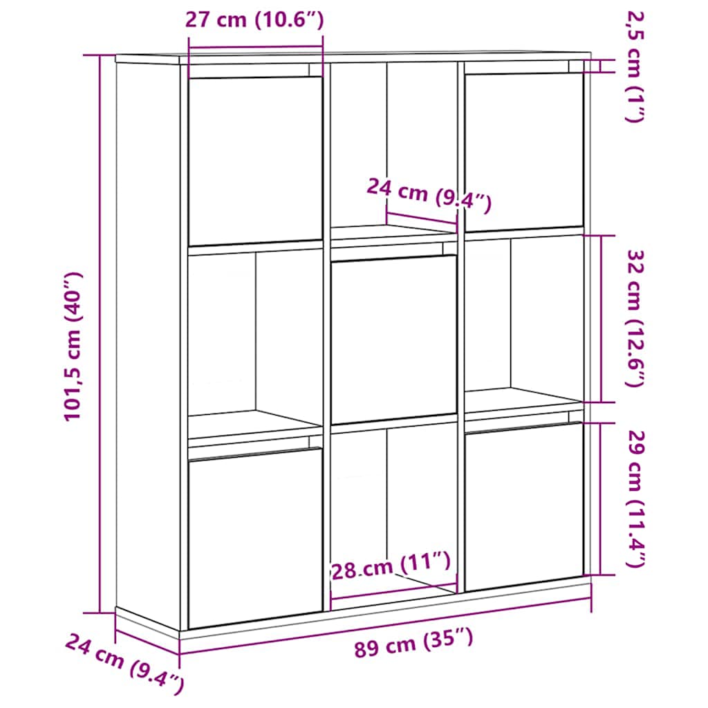 Bookshelf Black Oak Effect 89 x 24 x 101.5 cm Engineered Wood