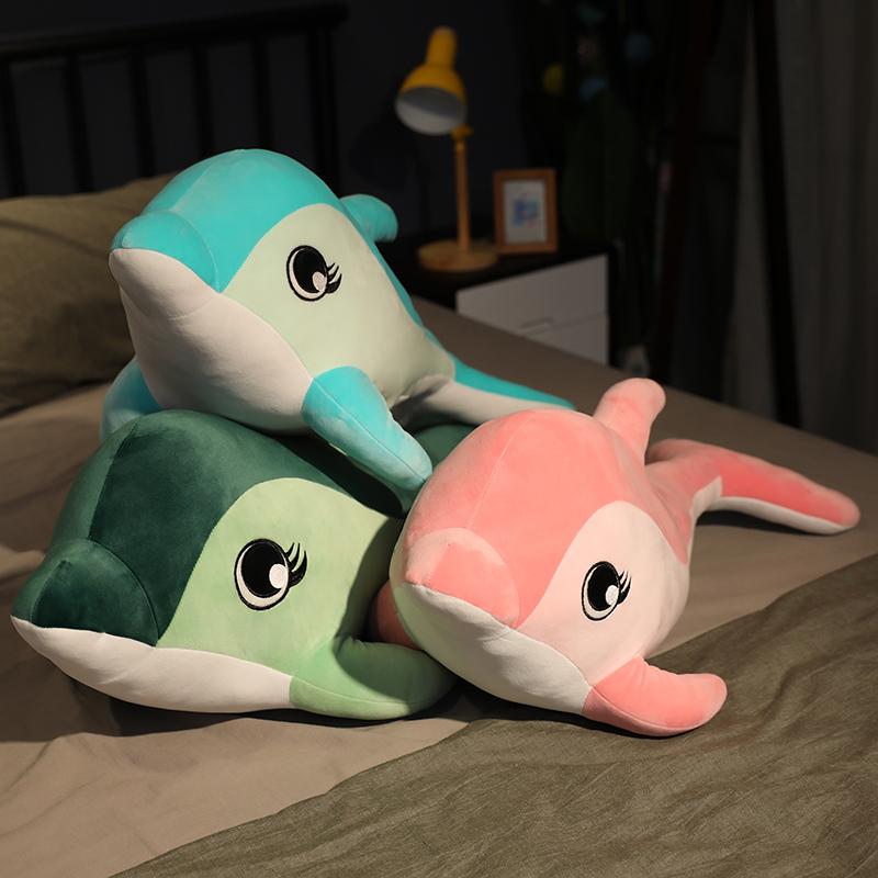 New Huggable Super Soft Dolphin Plush Toy Stuffed Sea Fish Doll Pillow Back Cushion Gift For Kid and Girlfriend Room Decoration