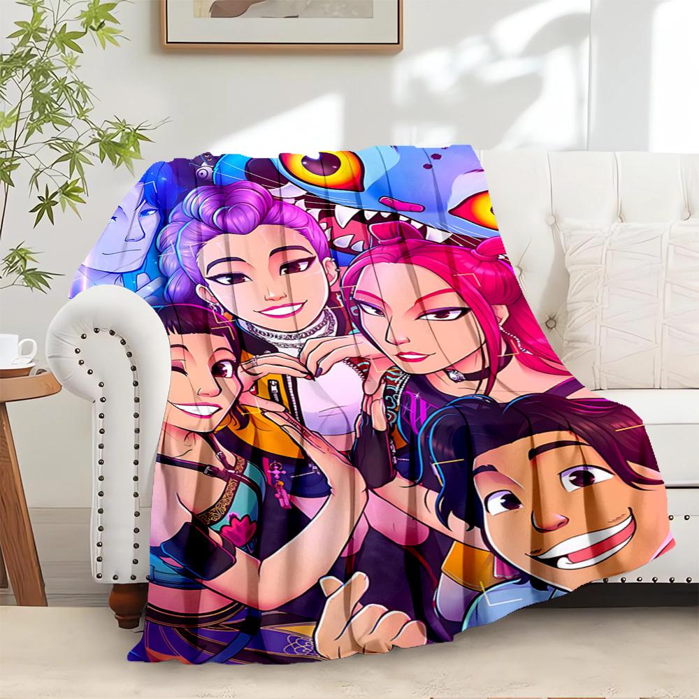 

K-POP Anime Girls Group Four Seasons Soft Warm Blanket All-Season Thick Knit Polyester Bedspread for Bed, Camping, Travel Perfect Gift 80x120cm