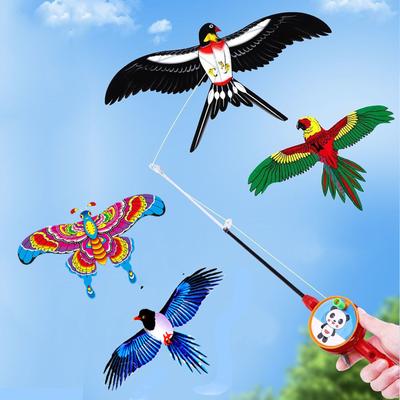 Kinderen Vlieger Speelgoed Cartoon Adelaar Opvouwbaar Mini Plastic Speelgoed Vlieger Handrem Hengel Vlinders Voor Kinderen Buitenspeelgoed Voor Plezier