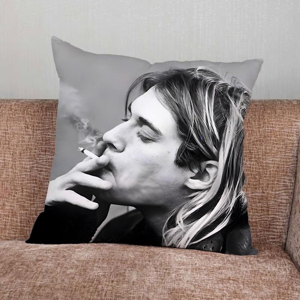 Music K-Kurt Cobain Band Pillow Case For Home Bedroom Car Office Decoration Living Room Sofa Cushion Cover Suitable