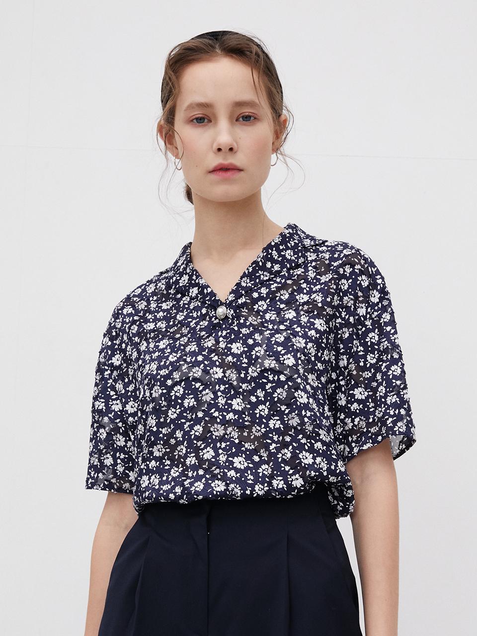 Ed Mang 3R Flower See-Through Lace Blouse Flower/Free