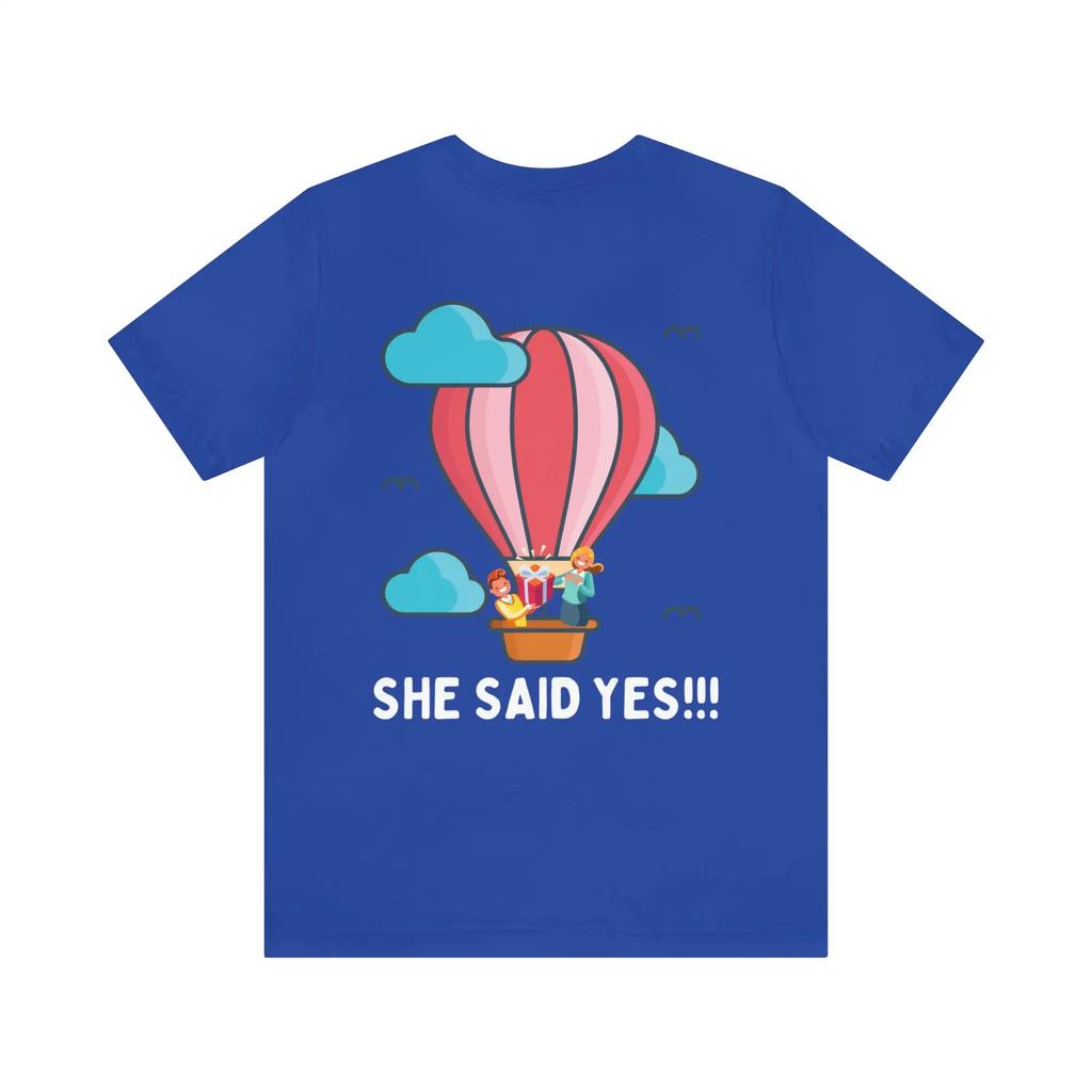 She Said Yes Balloon T Shirt Engaged Proposal Married Couple