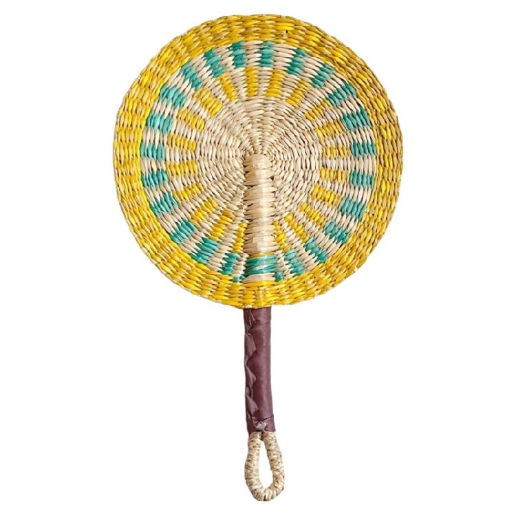 Large Summer Handheld Fan Seagrasses Handmade Woven Fan Natural Decorative for Home Wall Decoration