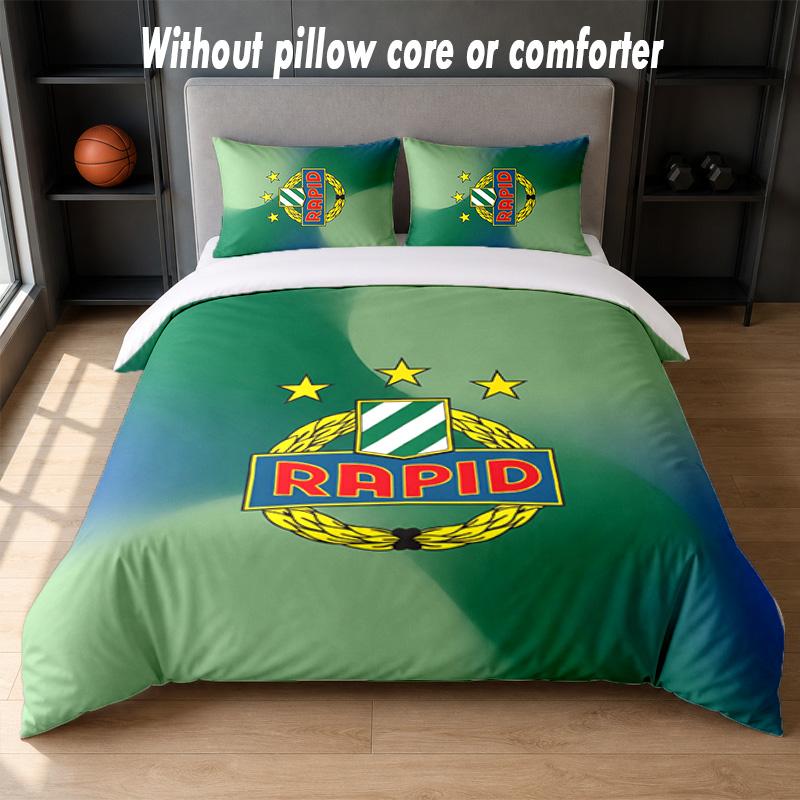 Rapid Wien FC Design Bed Bedding Set 1 Duvet Cover + 2 Pillowcases Soft Breathable Household Bed Linens