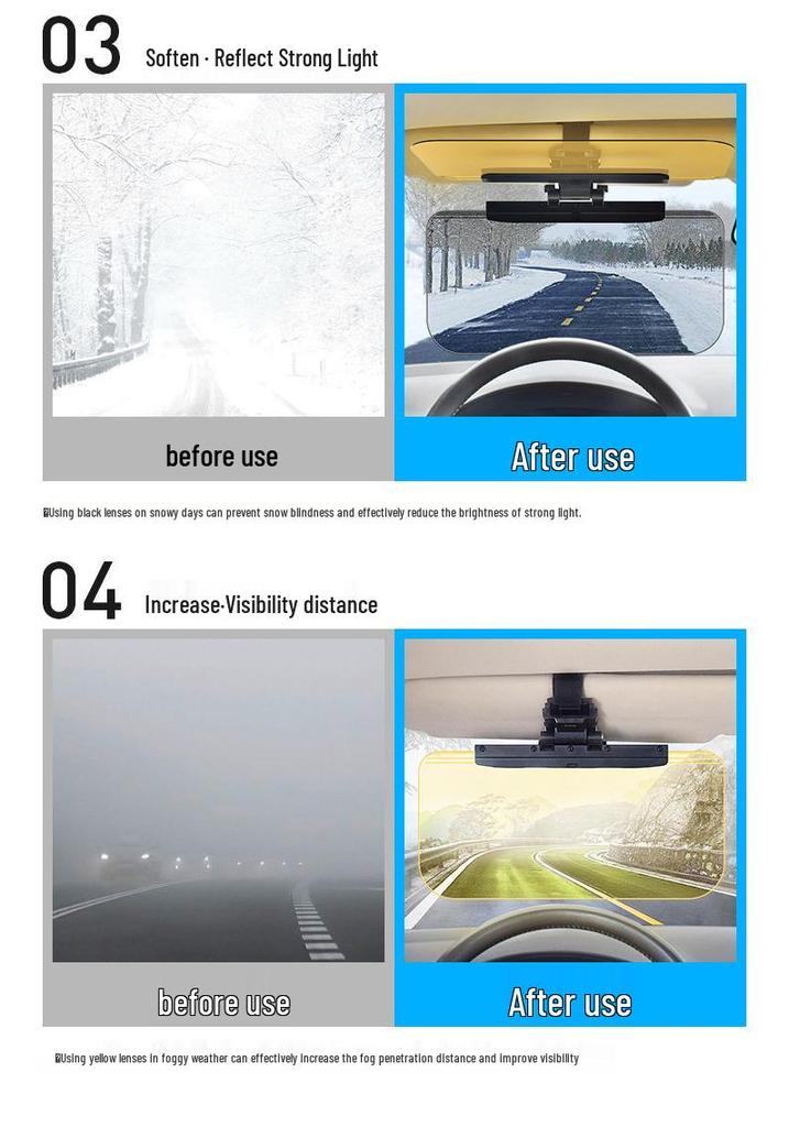 Car Anti-Glare Night Vision Sun Visor for Day and Night Driving