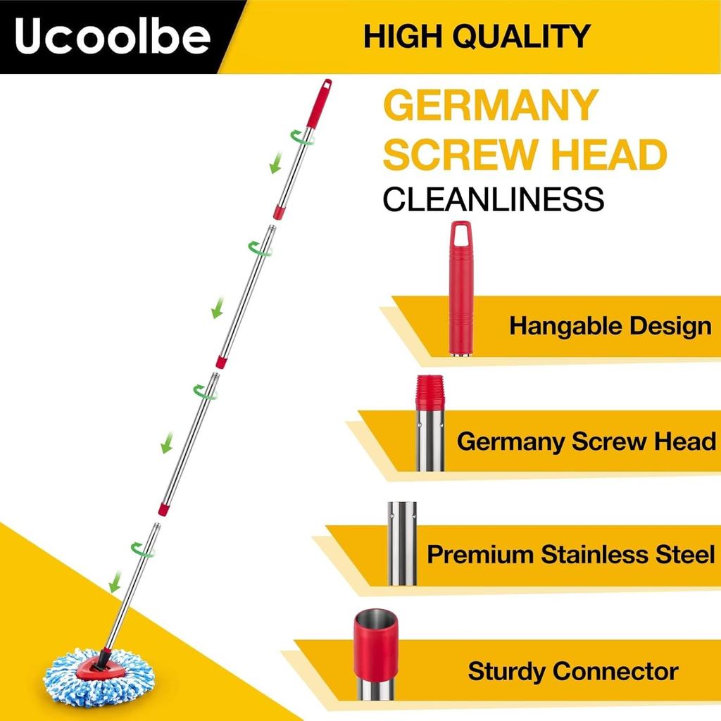 Spin Mop Replacement Head for O Cedar 2 Tank RinseClean, 4 Microfiber Mop Refill, 1 Scrub Brush, 1 Mop Stick, 1 Mops Base, Deep Cleaning