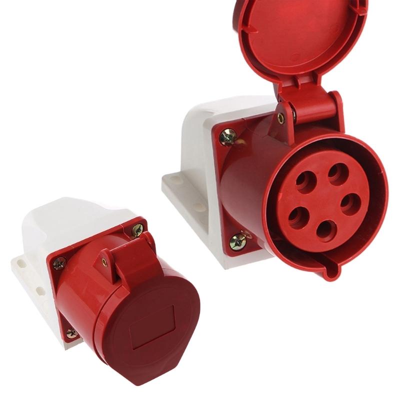 32A 240-415V 3P+N+E Drop-proof Industrial Plug Circular Power Connector Weatherproof Locking Plug Outlet Power Device