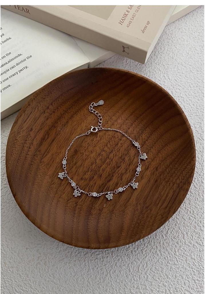 Sterling Silver Butterfly Zircon Bracelet - Light Luxury and Chic Hand Jewelry for Women