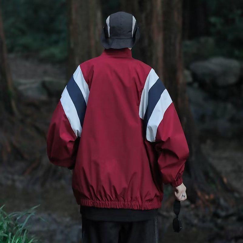 Herren Retro Japanischer Stil Bergjacke, Lockerer Schnitt, Trendiger Outdoor Stehkragen.