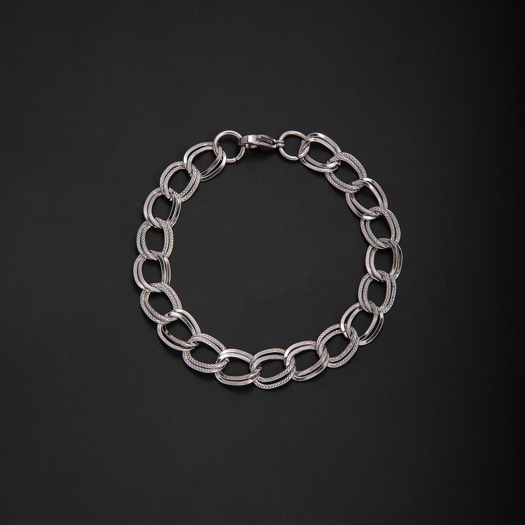 Stainless Steel Men's Polished Embossed Hip Hop Punk Bracelet