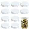 10Pcs 70/86MM Wide Mouth Mason Jar Lid Reusable Leak Proof White Canning Cover Dishwasher Safe Food Grade Jar Sealing Lid Top Cap