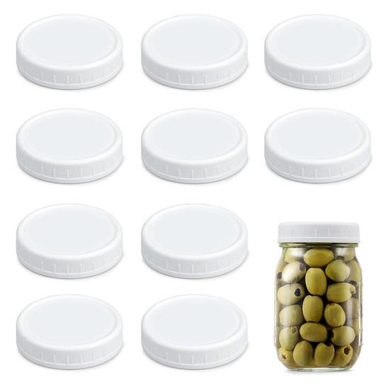 10Pcs 70/86MM Wide Mouth Mason Jar Lid Reusable Leak Proof White Canning Cover Dishwasher Safe Food Grade Jar Sealing Lid Top Cap