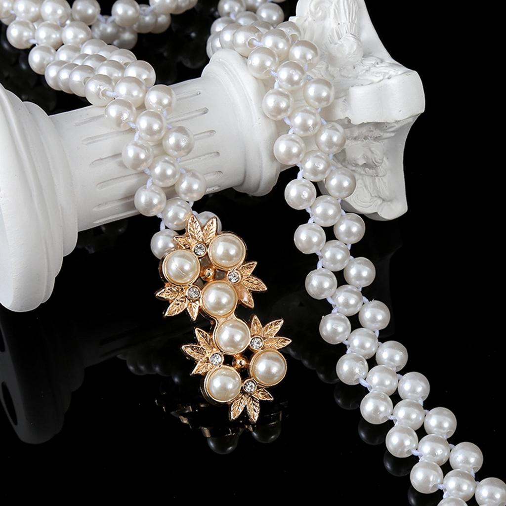 "Korean Style Rhinestone Pearl Waist Chain for Women – Fashionable, Sweet, Elastic Belt"