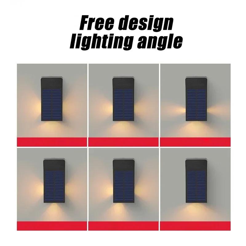 Solar Wall Lights Outdoor Warm/White Solar Powered Lamps Up And Down Adjustable Angle Lighting  Garden Landscape Balcony Patio