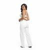 Women White Ripped Straight Leg Denim Pants Mid Rise High Stretch YKK Zipper Long Jeans Elegant Commute Trousers For European African Market