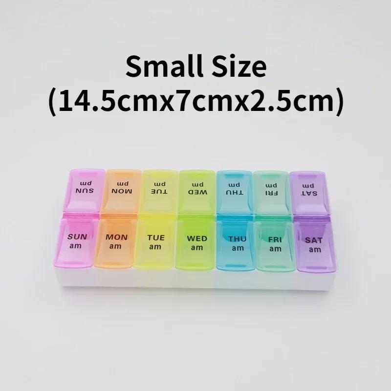 Weekly Portable Travel Pill Box Cases 7 Days Organizer 14 Grids Pills Container Storage Tablets Vitamins Medicine Fish Oils