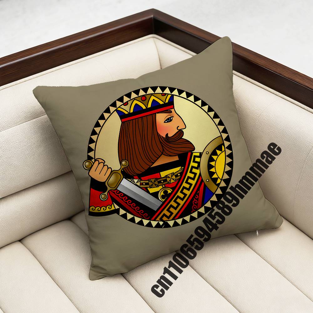 For Playing Cards Poker Red Heart Spades King Queen Throw Pillow Case Sham 45X45Cm 40Cm Square Car Pillowcase Pad Cushion Cover
