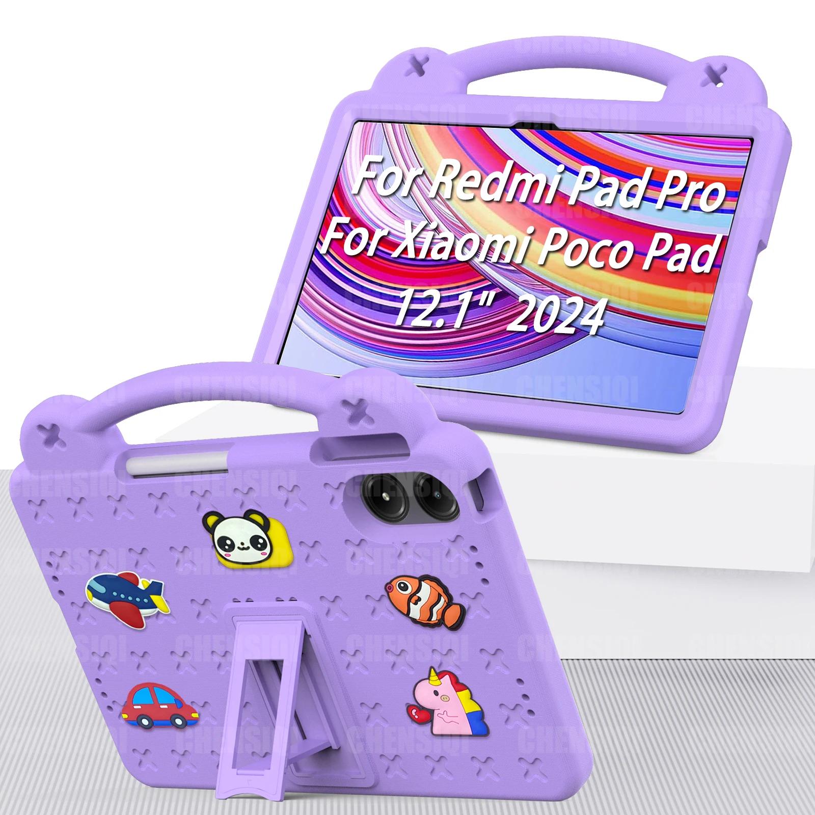 

Детский чехол для Redmi Pad Pro 12,1 дюйма 2024 SE 11 EVA Stand Hand-Held с держателем для ручки Защитный чехол для Xiaomi Poco Pad 12,1 Redmi Pad Pro 12.1 фиолетовый