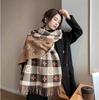 Autumn and winter new plaid scarf women's Korean atmosphere fashion versatile imitation cashmere thickened warm knitted scarf
