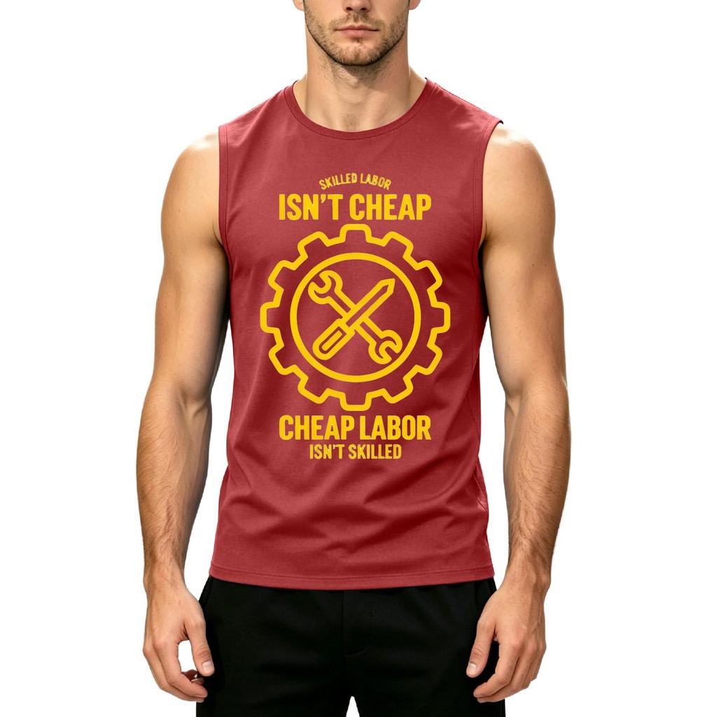 Men's Sleeveless Casual Tank Top Labor Day Graphic Print Muscle Fit Round Neck Summer Shirt for Outdoor Activities
