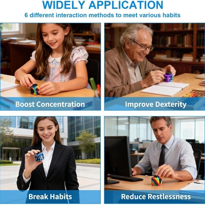 Fidget Cube for Adults, 6 Sided Sensory Anxiety Relief Toys for ADHD, Autism-Cool Handheld Fidget Gadgets for Stress and Focus