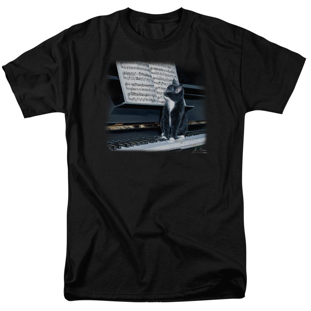Wild Wings Kitten on the Keys T Shirt Mens Licensed Cat Wildlife Tee Black S