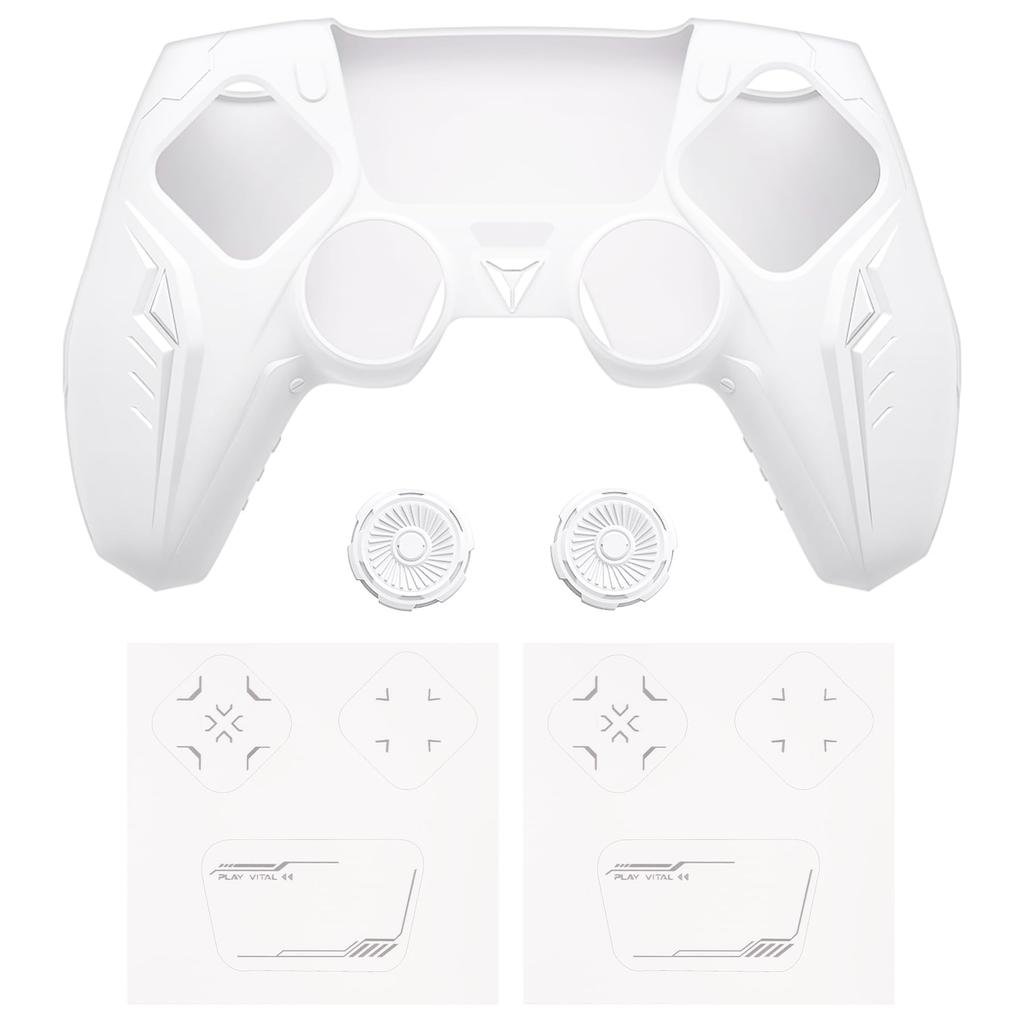 PlayVital Grip Cover for PS5 Premium Silicone Cover for Cyber Mecha Design Protective Cover for Compatible with PS5 Official Charging Dock with the