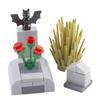Halloween Scene Building Blocks MOC Cemetery Tombstone Mouse Pumpkin Car Vampire Throne Fireplace Bat Light Candle Toy Gift A040