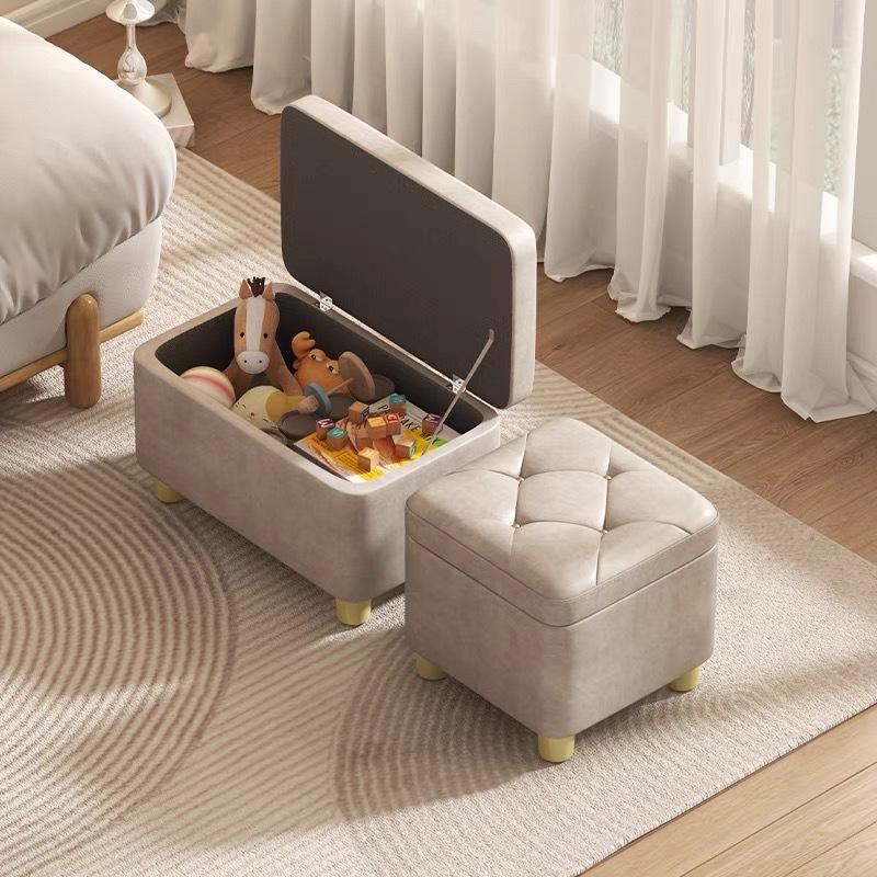 Storage Shoe Changing Stool - 2-in-1 Entryway Bench with Seat & Hidden Compartment, Compact Hallway Stool for Small Spaces