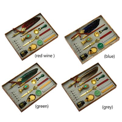 Retro Federkiel Schreibtinten-Set Kreatives Exquisites Feder-Tauchstift-Sets Schreibwaren Bastelartikel Geschenke für Schüler DIY