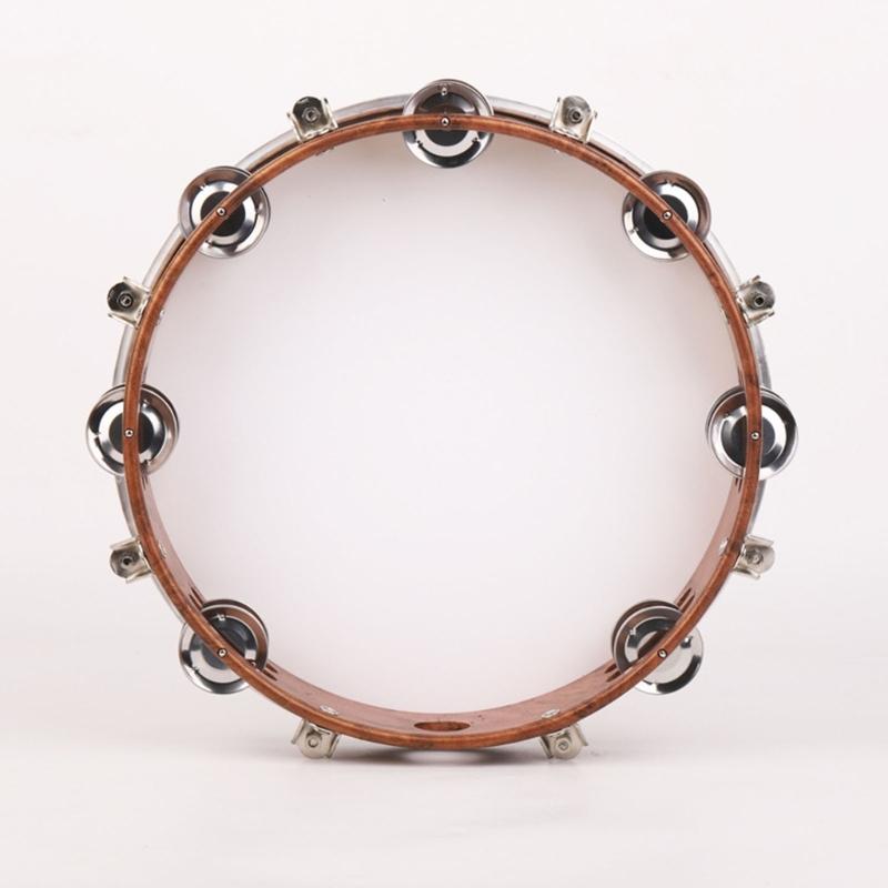 10inch Double Row Bells Tambourine Small Musical Beat Instrument Hand Drum Hand Held Tambourine Drum Bells Music Toy