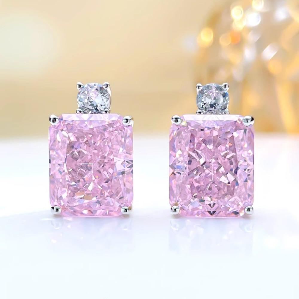 Elegant Women Jewelry Set Perfume Bottle Earrings High Carbon Diamond Necklace Ice Cut Pendant Gemstone Ring Luxury