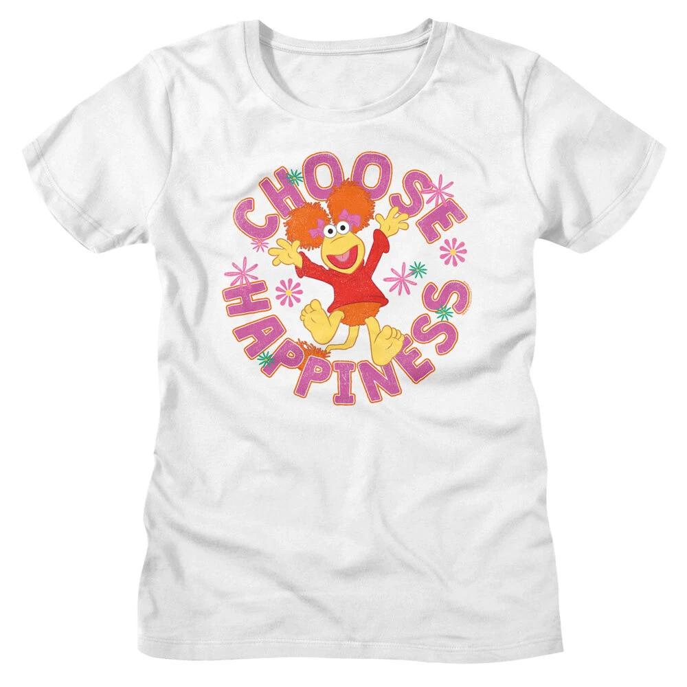 Fraggle Rock Flowers Red Choose Happiness 80 s Puppeteer Cartoon Women s T Shirt S