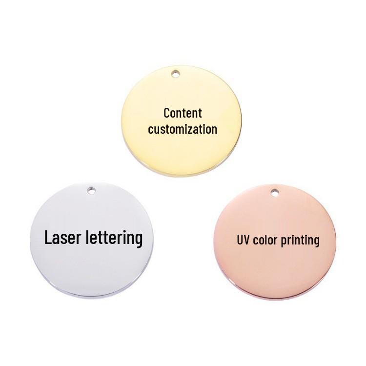 European Stainless Steel Round Dog & Cat Tag Keychain Ornament