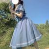 Japon Nazik Kız Sevimli Lolita Elbise Kadın Tatlı Kabarık Kollu İnce Öğrenci Elbiseleri Parti Retro Kızlar Fiyonk Denizci Yaka Vestidos