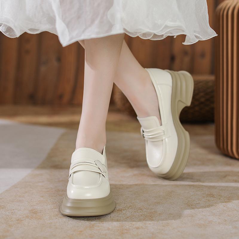 

Неглубокие туфли на толстой подошве в стиле маффин, женский стиль, студенческие женские туфли из маленькой кожи 40 абрикосовый