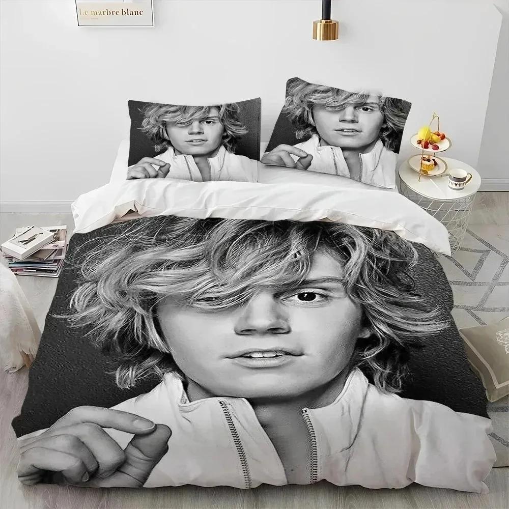 Cute Evan Peters Movie TV Actor Comfortable Duvet Quilt Cover Pillowcase Bedding Set Children Bedroom Decoration Home Textile