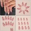 24 Pcs Valentines Day Stick On Nail Heart Full Cover False Nail Almond Press On Nail Manicures Supplies for Winter