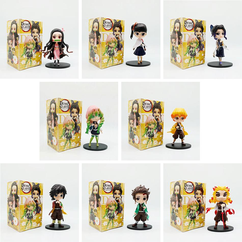 Demon Slayer Kimetsu No Yaiba Cute Kawaii Q Posket Figure Nezuko Tanjirou Zenitsu Shinobu Giyuu PVC Desktop Ornaments Model Toys