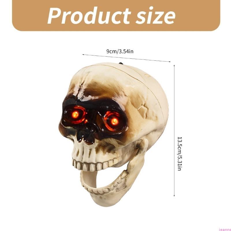 Animated Talking Skull with Flashing Eye and Moving Jaw Halloween Skeleton Head Decoration Terrifying Party Accessory