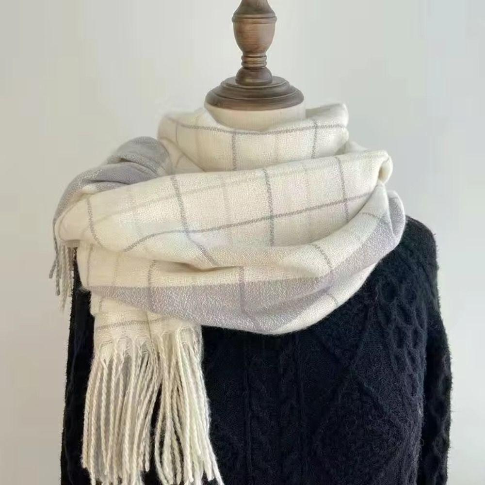 Thick Warm Long Tassel Scarves Windproof Women Wrap Shawls Casual Winter Plaid Scarf