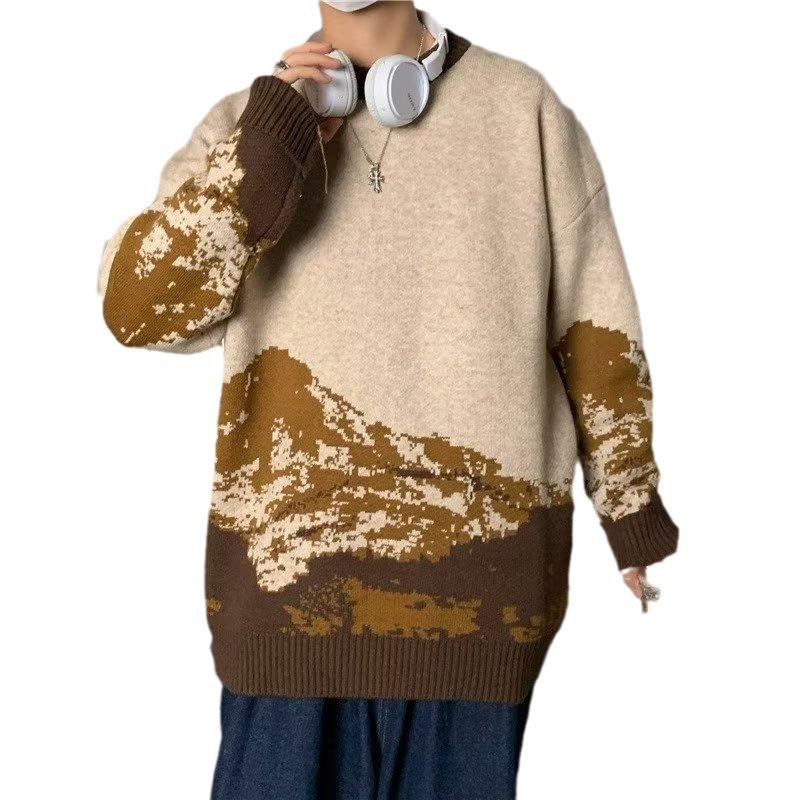 Herbst neu Amerikanische trendige Marke bedruckter Pullover Herren Koreanische Version trendiger Strickpullover Herren lässiger Pullover Herren Oberteil