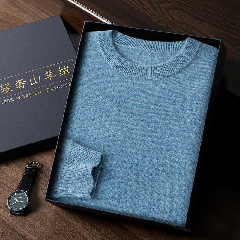 

Men s Cashmere Wool Round Neck Sweater - Autumn & Winter Business Knit Pullover Triple Extra Large
